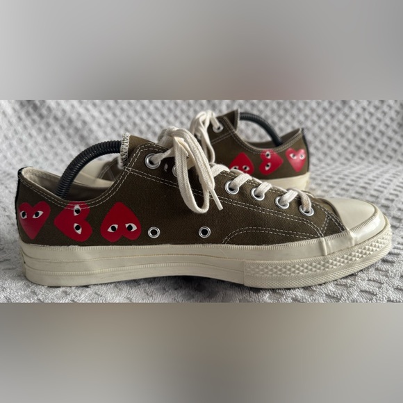 Comme des Garçons Play Converse Chuck 70 Low Multi Heart Khaki Green Size 11 CDG - Picture 9 of 14